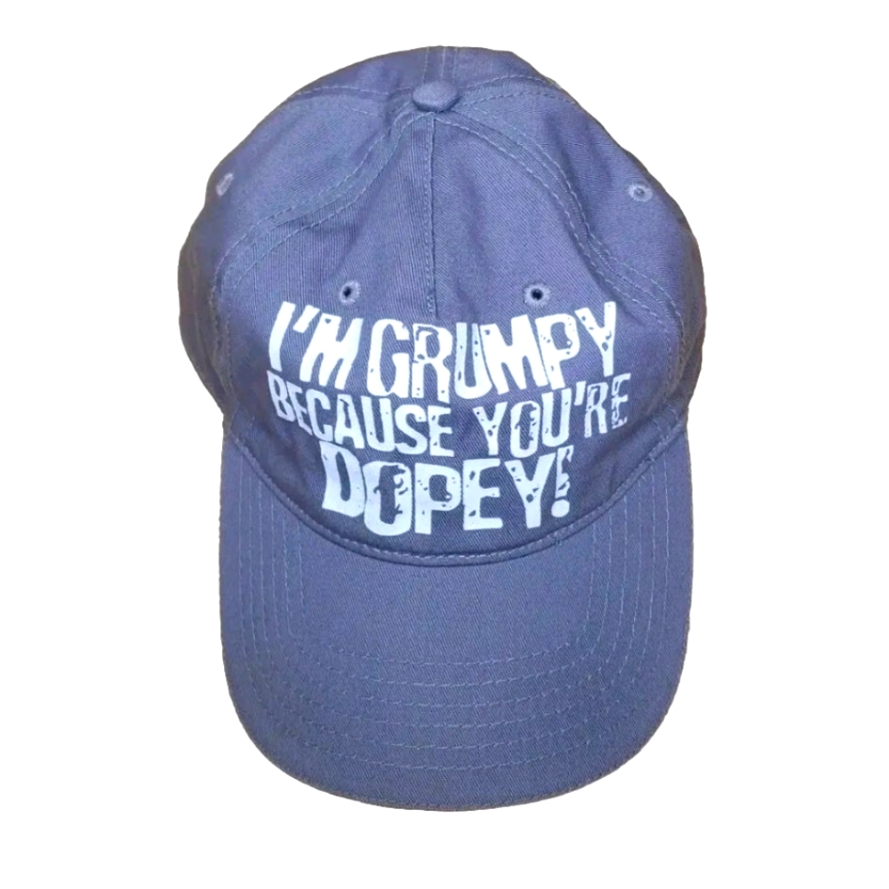 Walt Disney World Cap Hat I'm Grumpy Because Your Dopey Logo Grey Adult One Sz